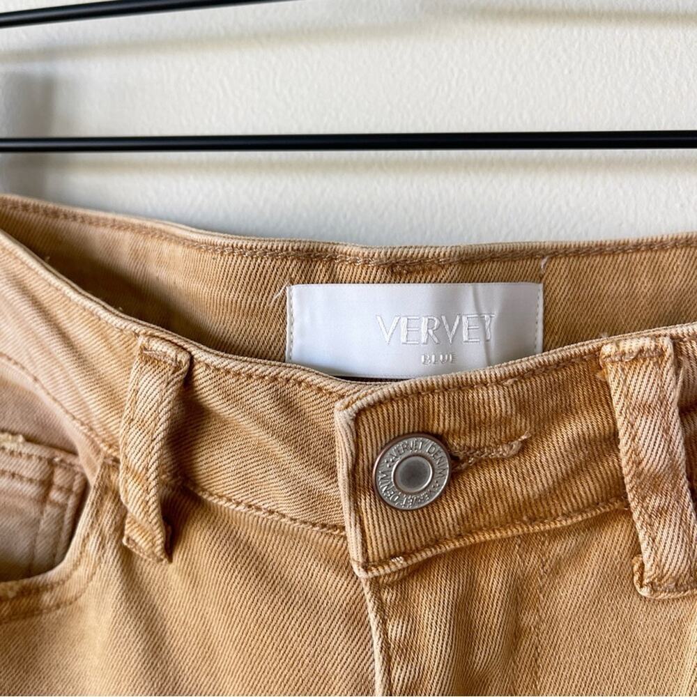 Vervet 90s Vintage High Rise Crop Flare Jean in Army Khaki Size 26 Distressed - Picture 11 of 13